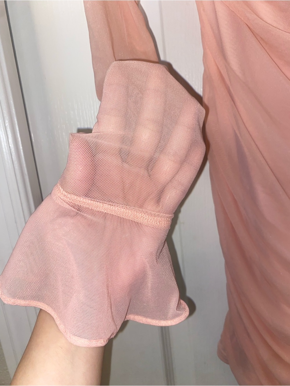 SHEIN Ruched Sheer Long Sleeve Mini Dress is a Size XS in Women. - Picture 5 of 12